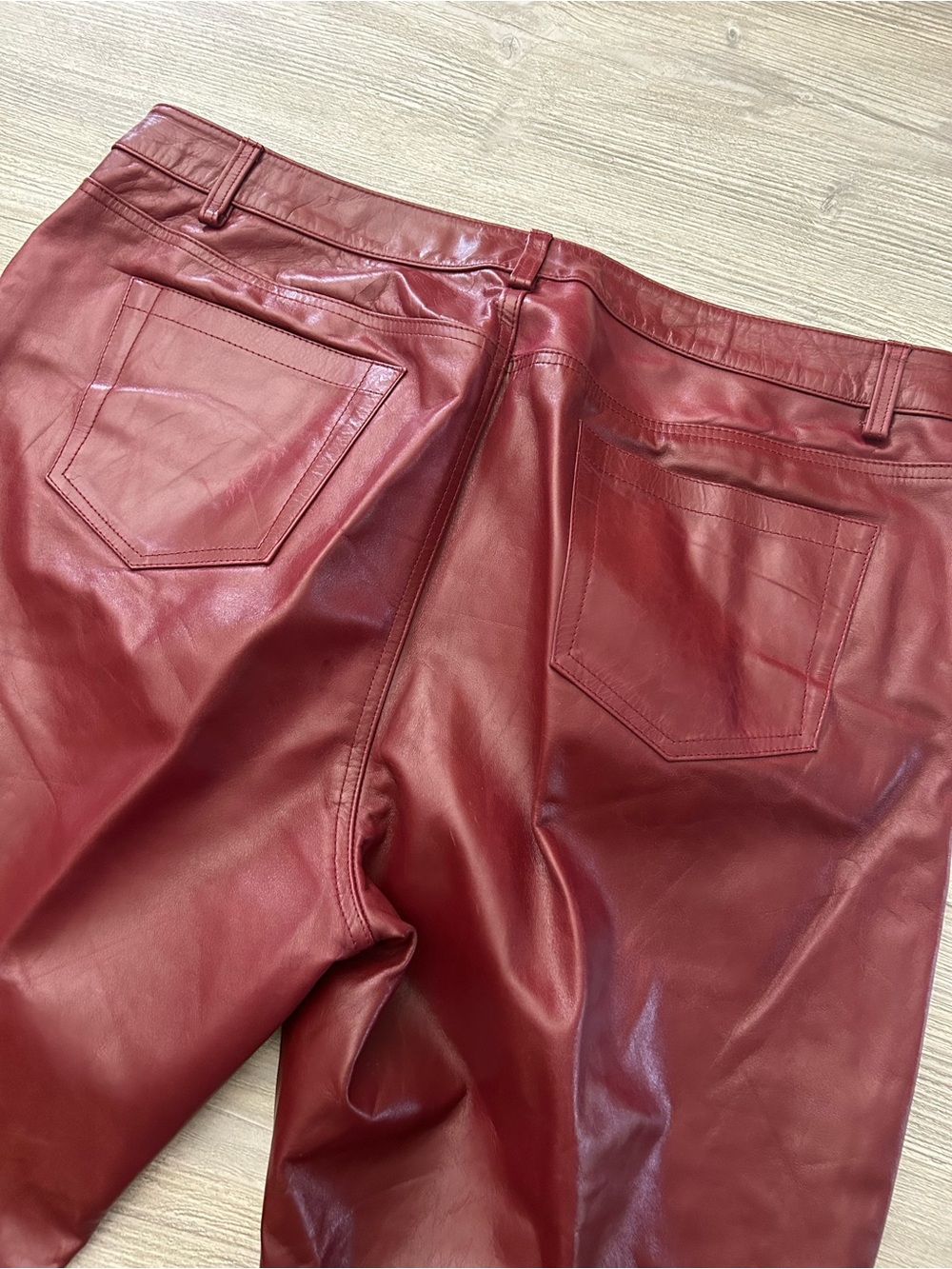 Vintage GAP Fall 2000 Burgundy Genuine Leather Bootcut Pants Women’s Size 20 - Picture 11 of 13